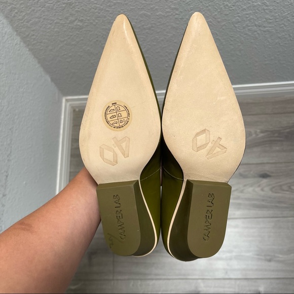 Camper Lab Juanita Green Leather Pointed Heels Size 10 - Picture 5 of 6